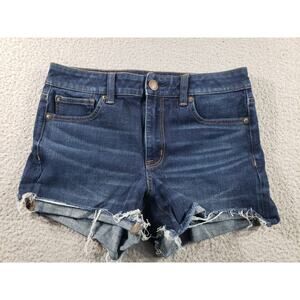 American Eagle Shorts Womens 6 Blue Denim 360 Super Stretch Hi-Rise Shortie 28x4